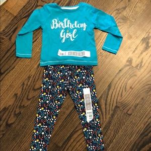 Birthday girl outfit teal top floral pants